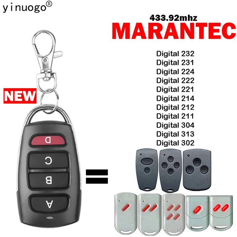 MARANTEC Digital 232 231 224 222 221 214 212 211 304 313 302 Garage Door Remote Control Wireless Transmitter 433MHz Fixed Code
MARANTEC Digital 232 231 224 222 221 214 212 211 304 313 302 Garage Door Remote Control Wireless Transmitter 433MHz Fixed Code