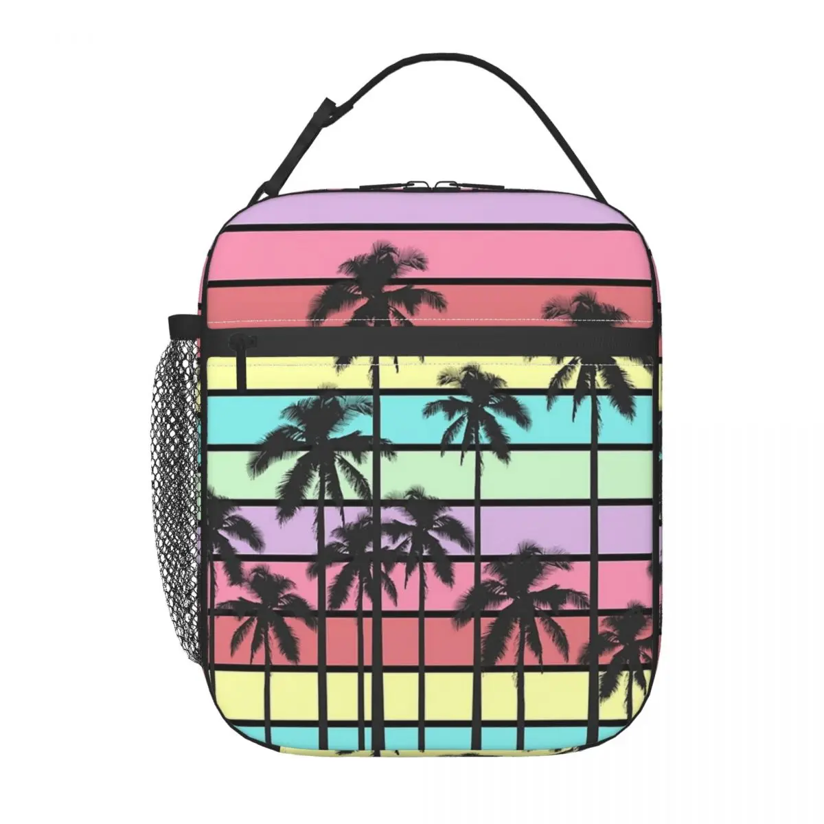 Красочные летние полоски с тропическими пальмами, изолированная сумка для обеда для женщин и детей, герметичные коробки для еды, термобокс для обеда, сумка
Красочные летние полоски с тропическими пальмами, изолированная сумка для обеда для женщин и детей, герметичные коробки для еды, термобокс для обеда, сумка