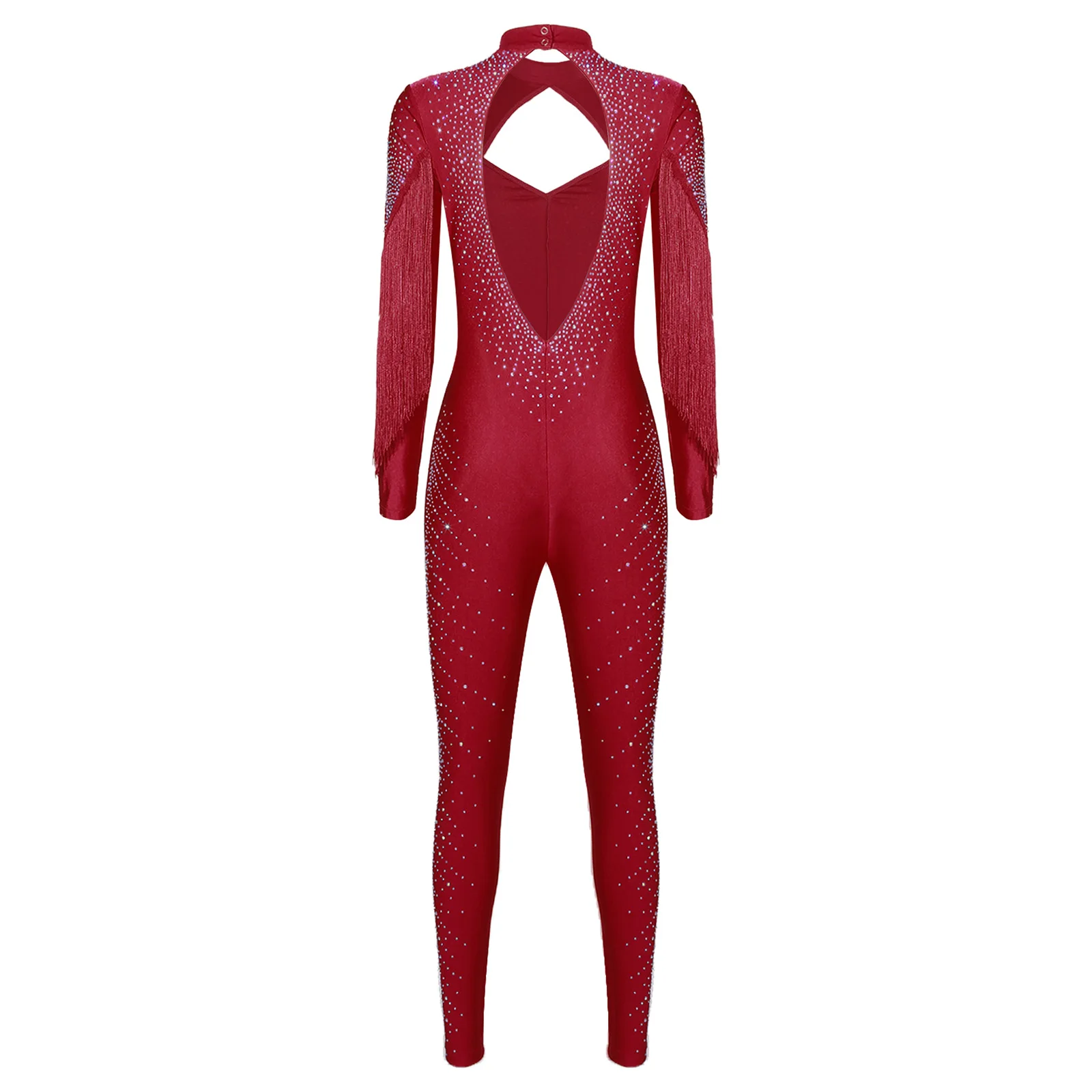 Womens Figure Skating Jumpsuit Long Sleeve Glittery Rhinestone Tassel Leggings Rompers Ballet Bodysuit for Gymnastics Dancing
Womens Figure Skating Jumpsuit Long Sleeve Glittery Rhinestone Tassel Leggings Rompers Ballet Bodysuit for Gymnastics Dancing