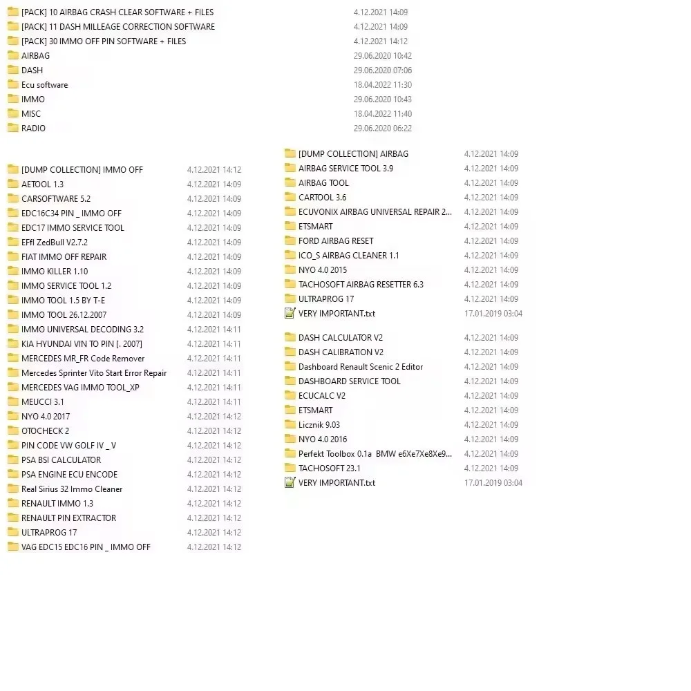 IMMO OFF FILE PACKAGE Immo Airbag DASH MILLEAGE CORRECTION + AIRBAG CRASH CLEAR + DASH + IMMO OFF + IMMO SOFTWARES TOTAL 32 GB
IMMO OFF FILE PACKAGE Immo Airbag DASH MILLEAGE CORRECTION + AIRBAG CRASH CLEAR + DASH + IMMO OFF + IMMO SOFTWARES TOTAL 32 GB
