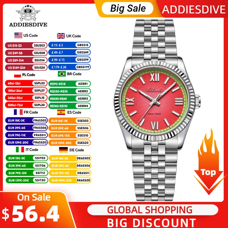 ADDIESDIVE Luxury Quartz Watch VH31 Top Brand Sapphire Glass Super Luminous 100m Waterproof 36mm Wristwatch Diving Men Watch
ADDIESDIVE Luxury Quartz Watch VH31 Top Brand Sapphire Glass Super Luminous 100m Waterproof 36mm Wristwatch Diving Men Watch