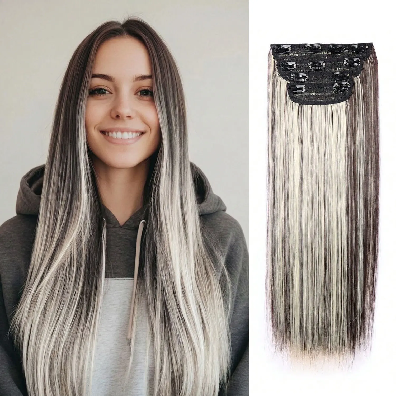 22inch Straight Clip in Hair Extensions 4pcs Set Synthetic Hairpieces for Women Girls Daily Party Use
22inch Straight Clip in Hair Extensions 4pcs Set Synthetic Hairpieces for Women Girls Daily Party Use