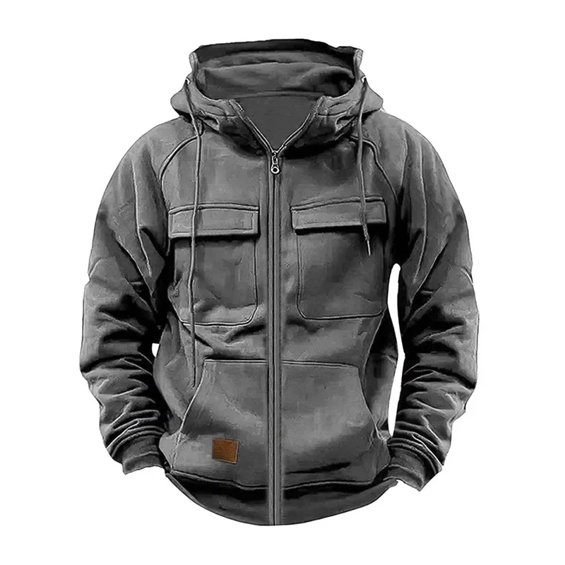 Retro Loose Fit Mens Hoodie Jacket Winter Autumn Comfort Sportswear Top Multiple Pocket Solid Color Fashion Coat
Retro Loose Fit Mens Hoodie Jacket Winter Autumn Comfort Sportswear Top Multiple Pocket Solid Color Fashion Coat
