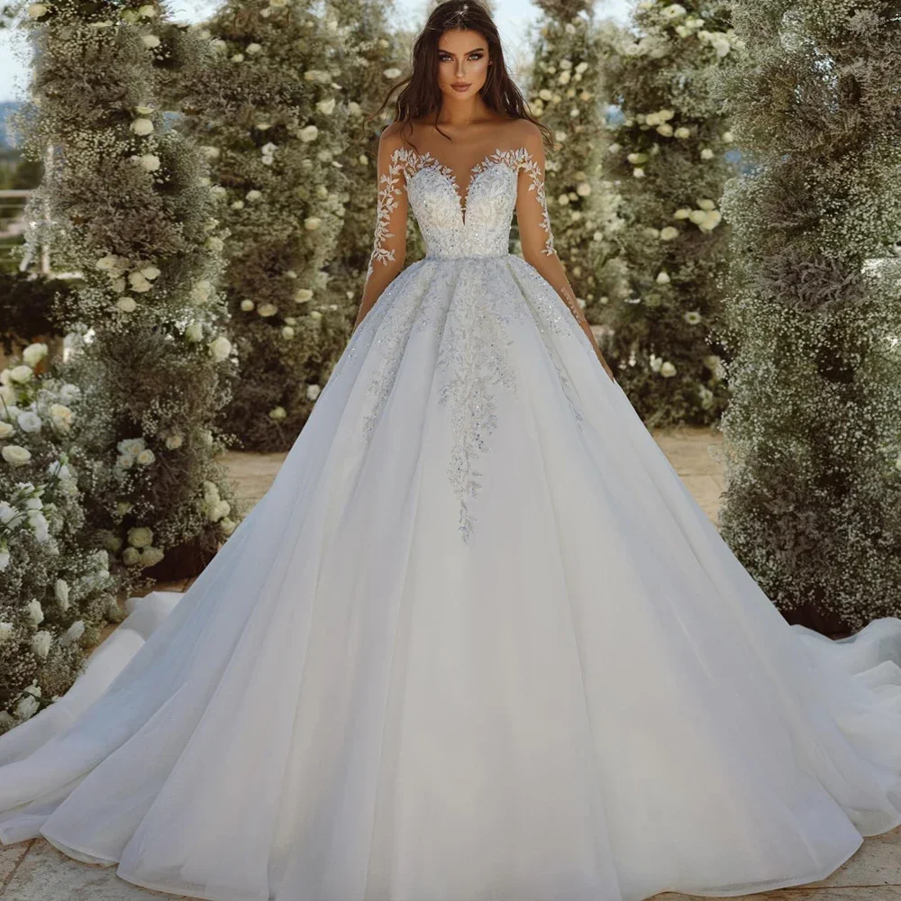 Vinca Sunny Customized Moonlight Charming Sequin Wedding Dresses Lace Appliques Long Sleeves Ball Gown Bridal Gown Vestido De No
Vinca Sunny Customized Moonlight Charming Sequin Wedding Dresses Lace Appliques Long Sleeves Ball Gown Bridal Gown Vestido De No