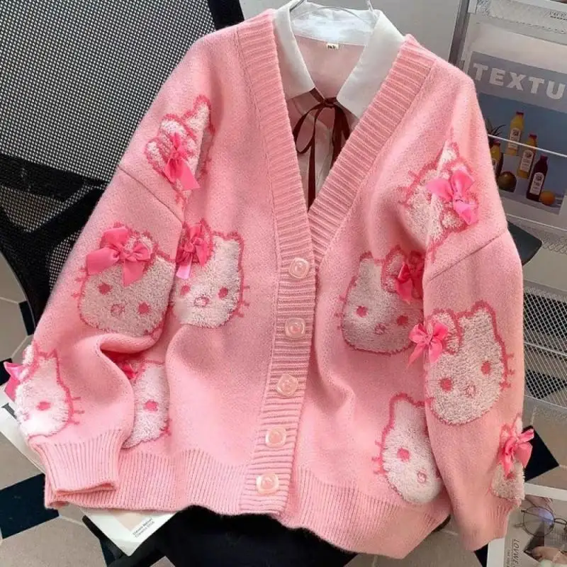 Hello Kittys Women Cardigan Sweater Sanrioed Knitting Tops Cartoon Girls Student Cute Sweet Jacket Loose Outerwear Spring Autumn
Hello Kittys Women Cardigan Sweater Sanrioed Knitting Tops Cartoon Girls Student Cute Sweet Jacket Loose Outerwear Spring Autumn