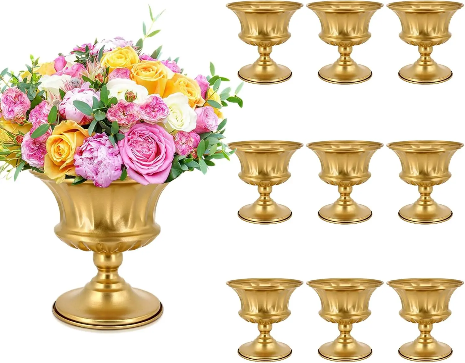Gold Compote Bowl Vases for Centerpieces, 5.9 Inch Metal Pedestal Flower Urn, Set of 10 for Wedding Party Home Decor
Gold Compote Bowl Vases for Centerpieces, 5.9 Inch Metal Pedestal Flower Urn, Set of 10 for Wedding Party Home Decor