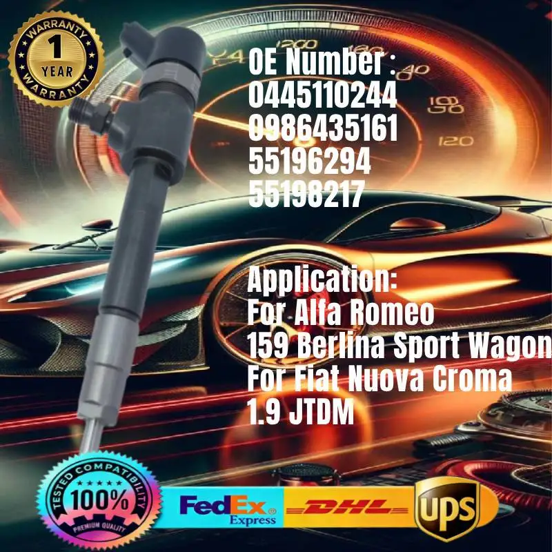 0445110244 0986435161 55196294 55198217 Common Rail Fuel Injector for Alfa Romeo 159 Berlina Fiat Nuova Croma 1.9 JTD Engine
0445110244 0986435161 55196294 55198217 Common Rail Fuel Injector for Alfa Romeo 159 Berlina Fiat Nuova Croma 1.9 JTD Engine