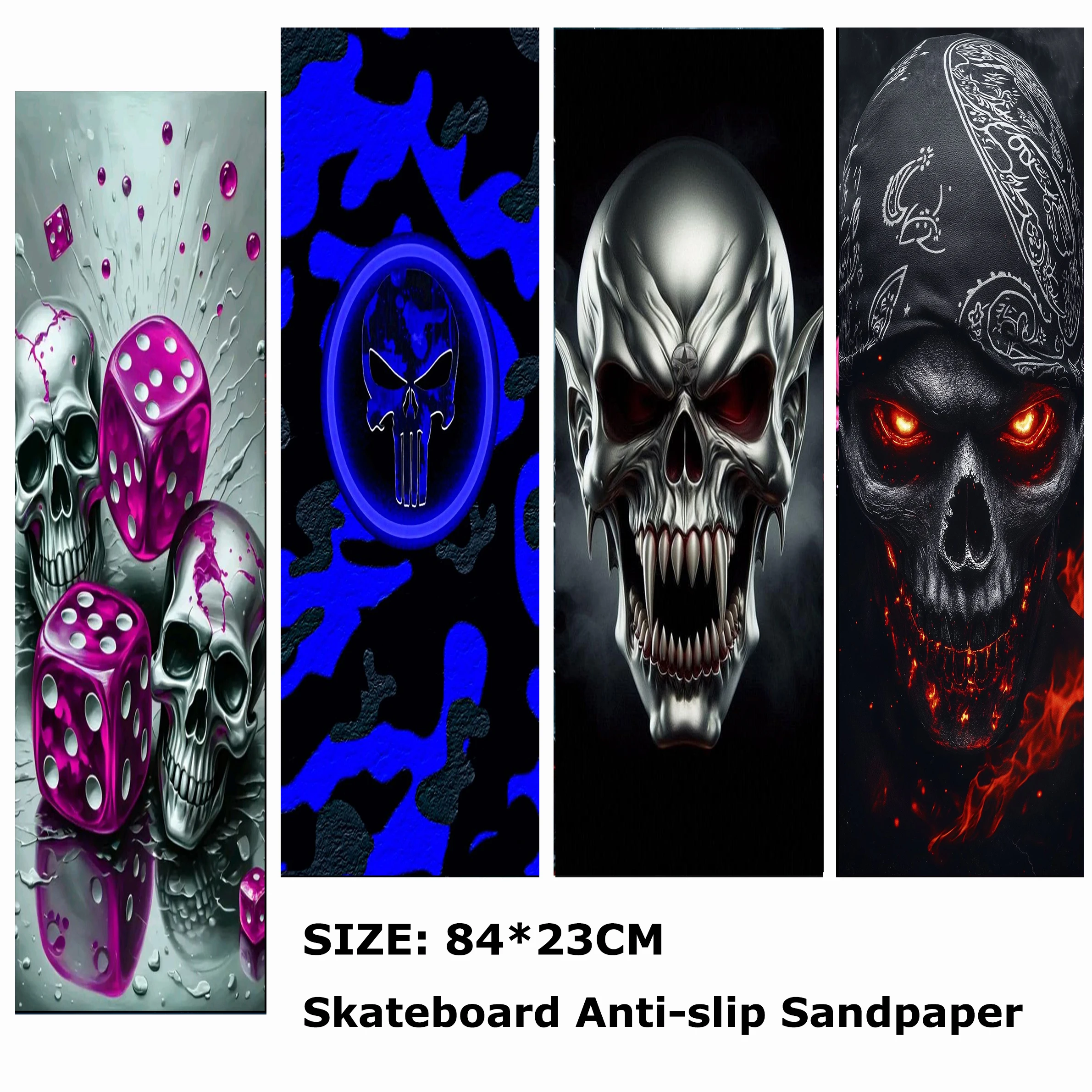 Purple Sieve Blue Red-eyed Skull Pattern Electric Scooter Anti-slip Sticker Sandpaper Skateboard Grip Tape Sheet 84*23cm
Purple Sieve Blue Red-eyed Skull Pattern Electric Scooter Anti-slip Sticker Sandpaper Skateboard Grip Tape Sheet 84*23cm