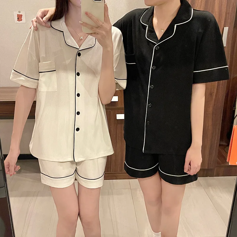 Pure Color Summer Lightweight Short Sleeve Sleepwear Set for Men And Women Home Clothes Couple Matching Polyester Fabric
Pure Color Summer Lightweight Short Sleeve Sleepwear Set for Men And Women Home Clothes Couple Matching Polyester Fabric
