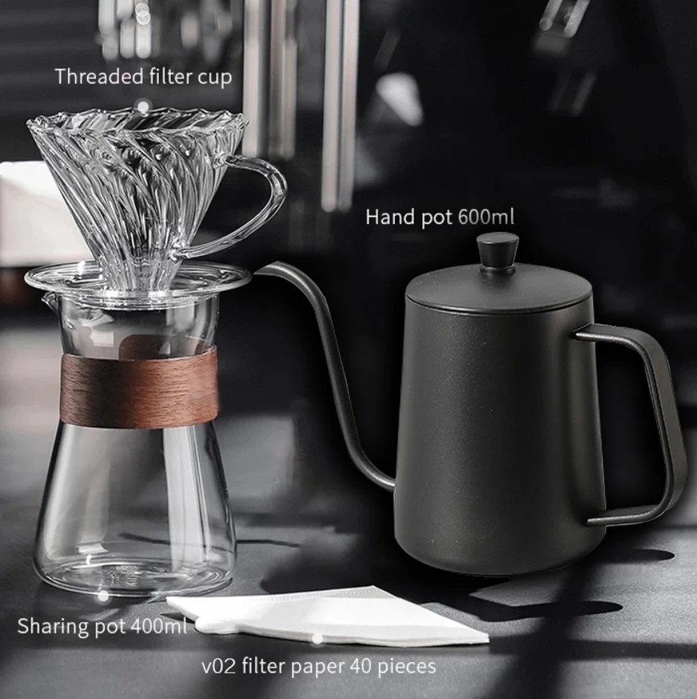 Hand Brewed Coffee Maker Filter Sharing Pot Set Borosilicate Glass Dripper Set Coffee Server with V02 Coffee Filter
Hand Brewed Coffee Maker Filter Sharing Pot Set Borosilicate Glass Dripper Set Coffee Server with V02 Coffee Filter