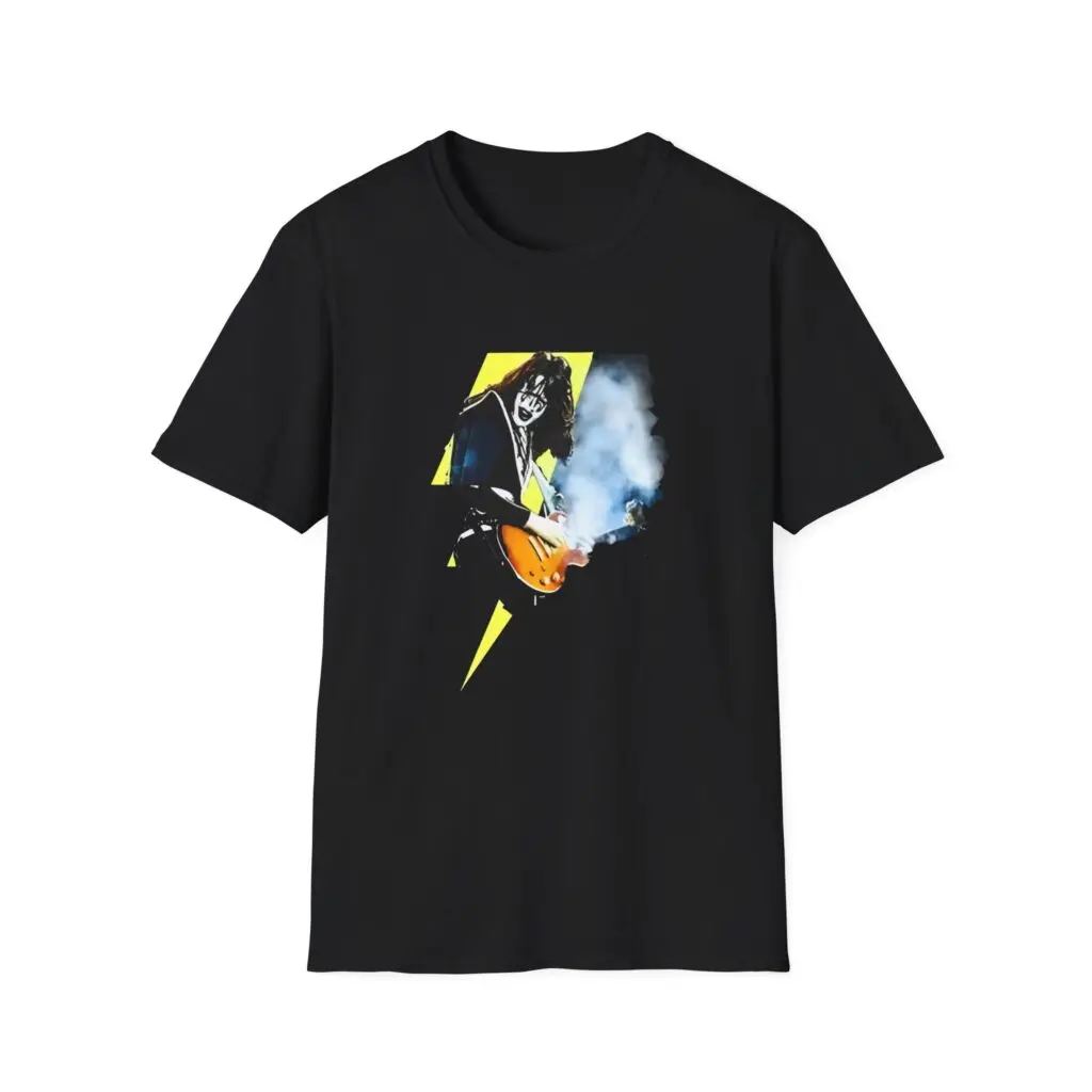 KISS Ace Frehley Lightning Stage T-Shirt: Black Base with Iconic Face Paint & Guitar Performance Design Fan Merch Women T-shirts
KISS Ace Frehley Lightning Stage T-Shirt: Black Base with Iconic Face Paint & Guitar Performance Design Fan Merch Women T-shirts