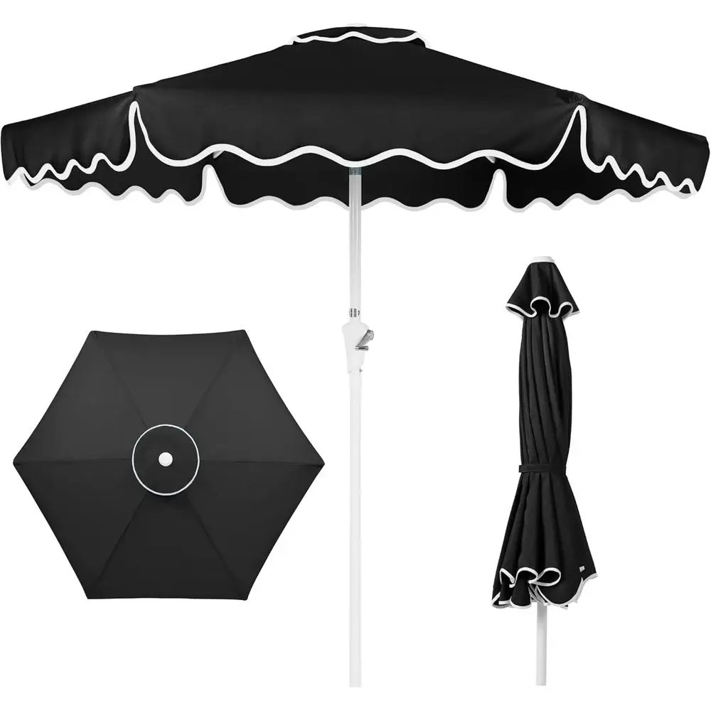 Heavy-Duty 7.5ft Patio Umbrella with Wavy Edge, UV-Resistant 210g Fabric, Crank Lift, Wind Vent - Black
Heavy-Duty 7.5ft Patio Umbrella with Wavy Edge, UV-Resistant 210g Fabric, Crank Lift, Wind Vent - Black