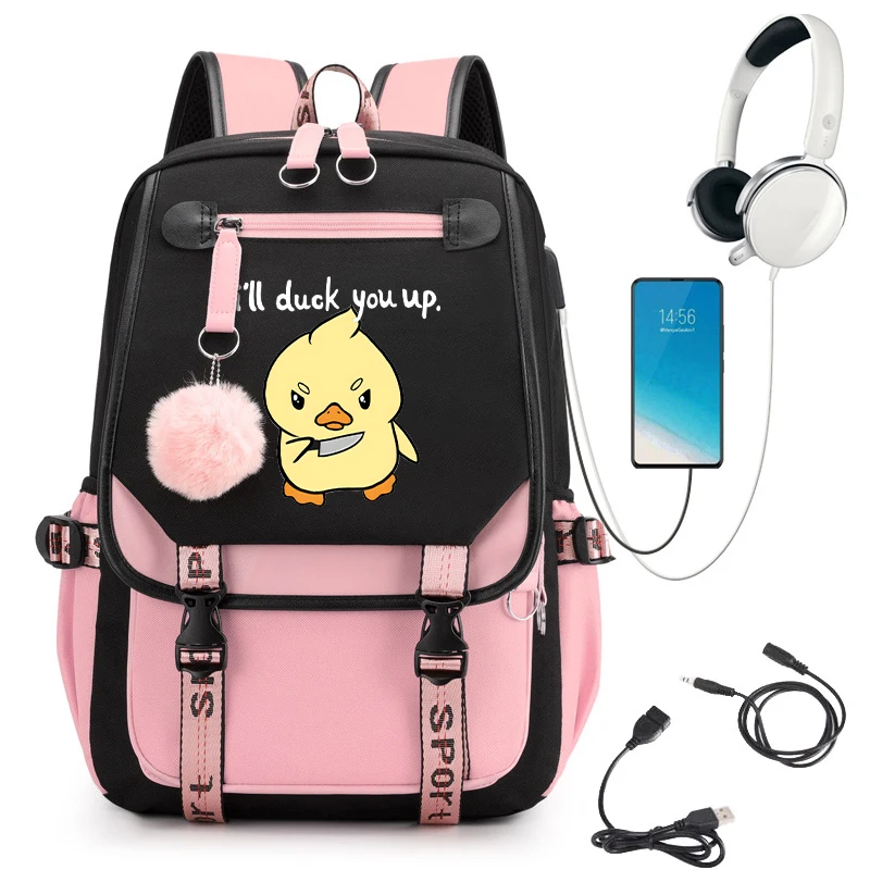 Usb Charging Schoolbag I'll Duck You Up Cartoon Backpack School Backpack Back To School Backpack Bags Anime Bookbag Schoolbag
Usb Charging Schoolbag I'll Duck You Up Cartoon Backpack School Backpack Back To School Backpack Bags Anime Bookbag Schoolbag