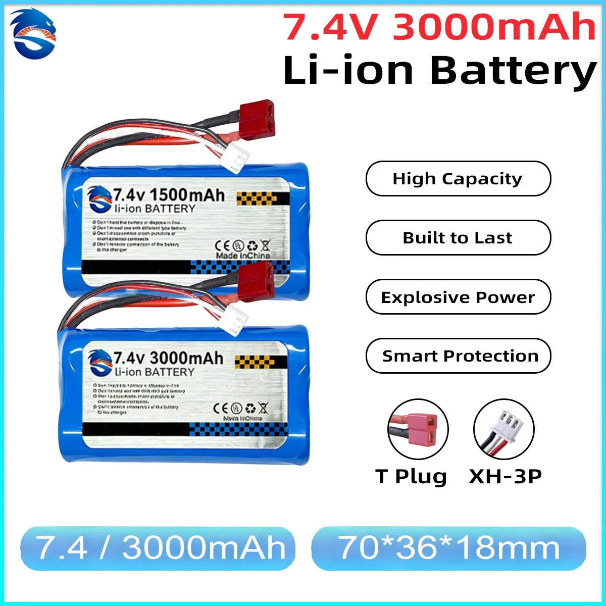 Skymaker 1500mAh 2S Li-Ion Battery 7.4V 3000mAh 15C With T Plug Rechargeable for WLtoys 144001 144010 WL912 RC Car Upgrade Parts
Skymaker 1500mAh 2S Li-Ion Battery 7.4V 3000mAh 15C With T Plug Rechargeable for WLtoys 144001 144010 WL912 RC Car Upgrade Parts