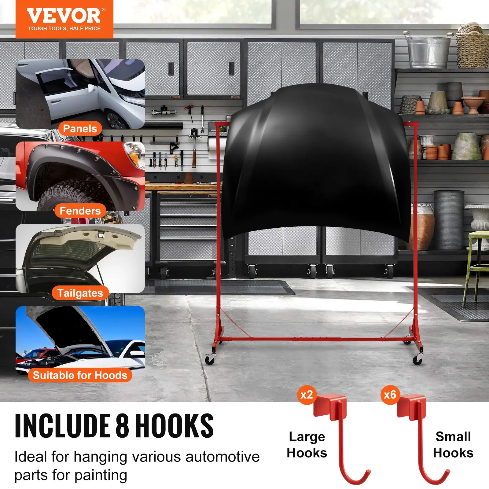 Newly Upgraded Painting Rack Adjustable Paint Hanger 8 Hooks Auto Body Painting Stand
Newly Upgraded Painting Rack Adjustable Paint Hanger 8 Hooks Auto Body Painting Stand