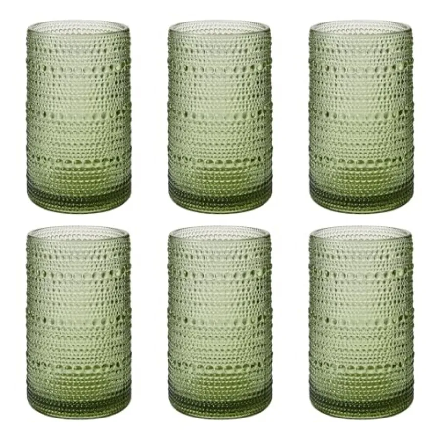 Vintage Hobnail Drinking Glasses, 16 oz Large Capacity Embossed Green Tumblers, Highball Glasses for Water, Cocktail, Beer, Whi
Vintage Hobnail Drinking Glasses, 16 oz Large Capacity Embossed Green Tumblers, Highball Glasses for Water, Cocktail, Beer, Whi