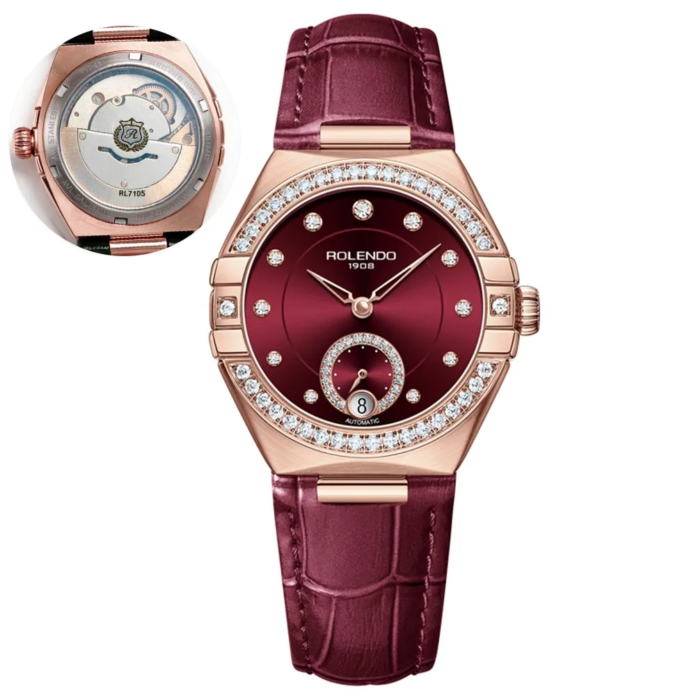 ROLENDO Women's Automatic Mechanical Watch, Italian Calfskin Leather Strap, Mineral Glass, 30m Waterproof, Ladies Dress Watch
ROLENDO Women's Automatic Mechanical Watch, Italian Calfskin Leather Strap, Mineral Glass, 30m Waterproof, Ladies Dress Watch