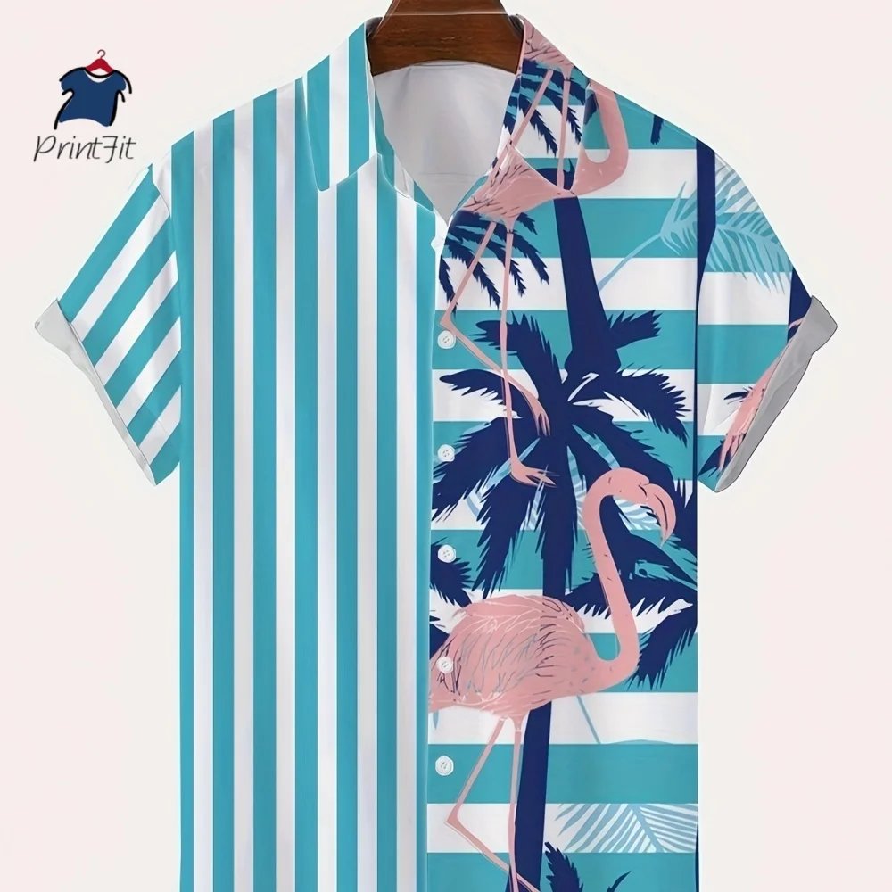 Fashion Flamingo Stripe Pattern Shirt High Stretch Short Sleeve Shirt Men's Hawaiian Shirt Summer Vacation Casual Street Shirt
Fashion Flamingo Stripe Pattern Shirt High Stretch Short Sleeve Shirt Men's Hawaiian Shirt Summer Vacation Casual Street Shirt