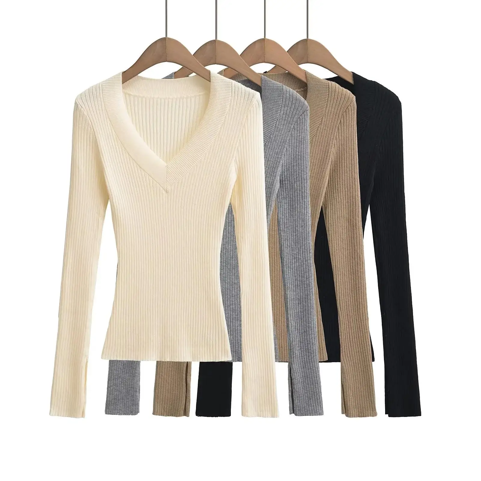 Slim Fit Long Sve ort Knitted Sweater Deep V Ne Fem Faion Commute Sle with Slit Sve Boting irt ey Color
Slim Fit Long Sve ort Knitted Sweater Deep V Ne Fem Faion Commute Sle with Slit Sve Boting irt ey Color