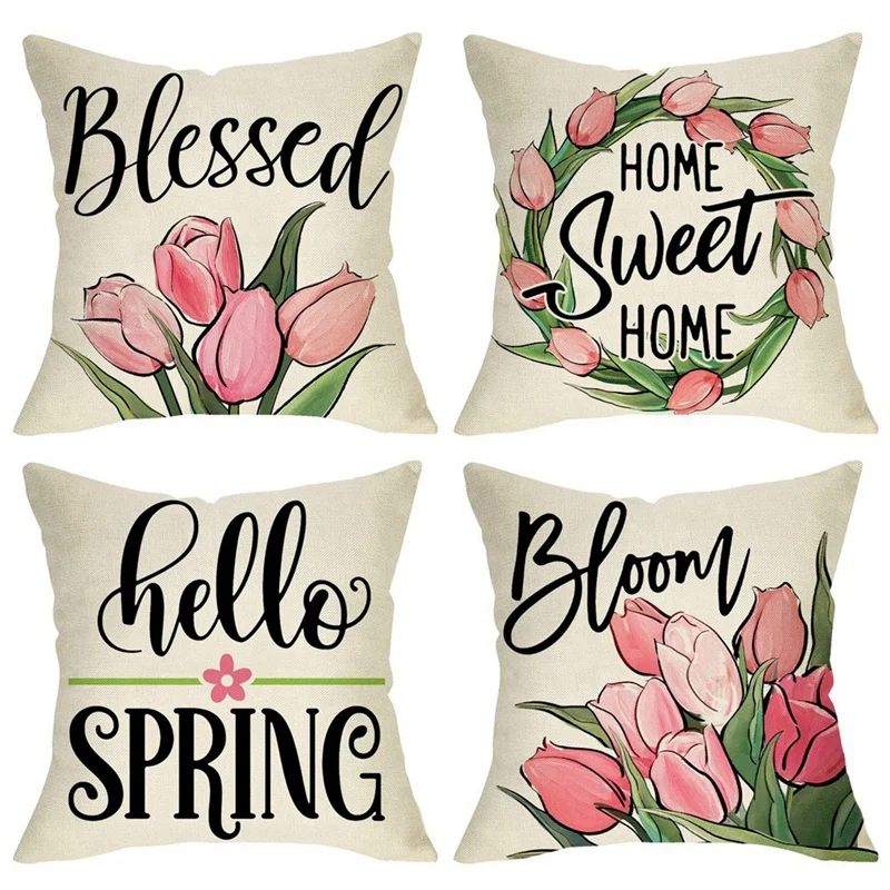 18X18 Set Of 4 Spring Pillow Covers Farmhouse Throw Pillow Covers Home Couch Decor Cushion Case
18X18 Set Of 4 Spring Pillow Covers Farmhouse Throw Pillow Covers Home Couch Decor Cushion Case