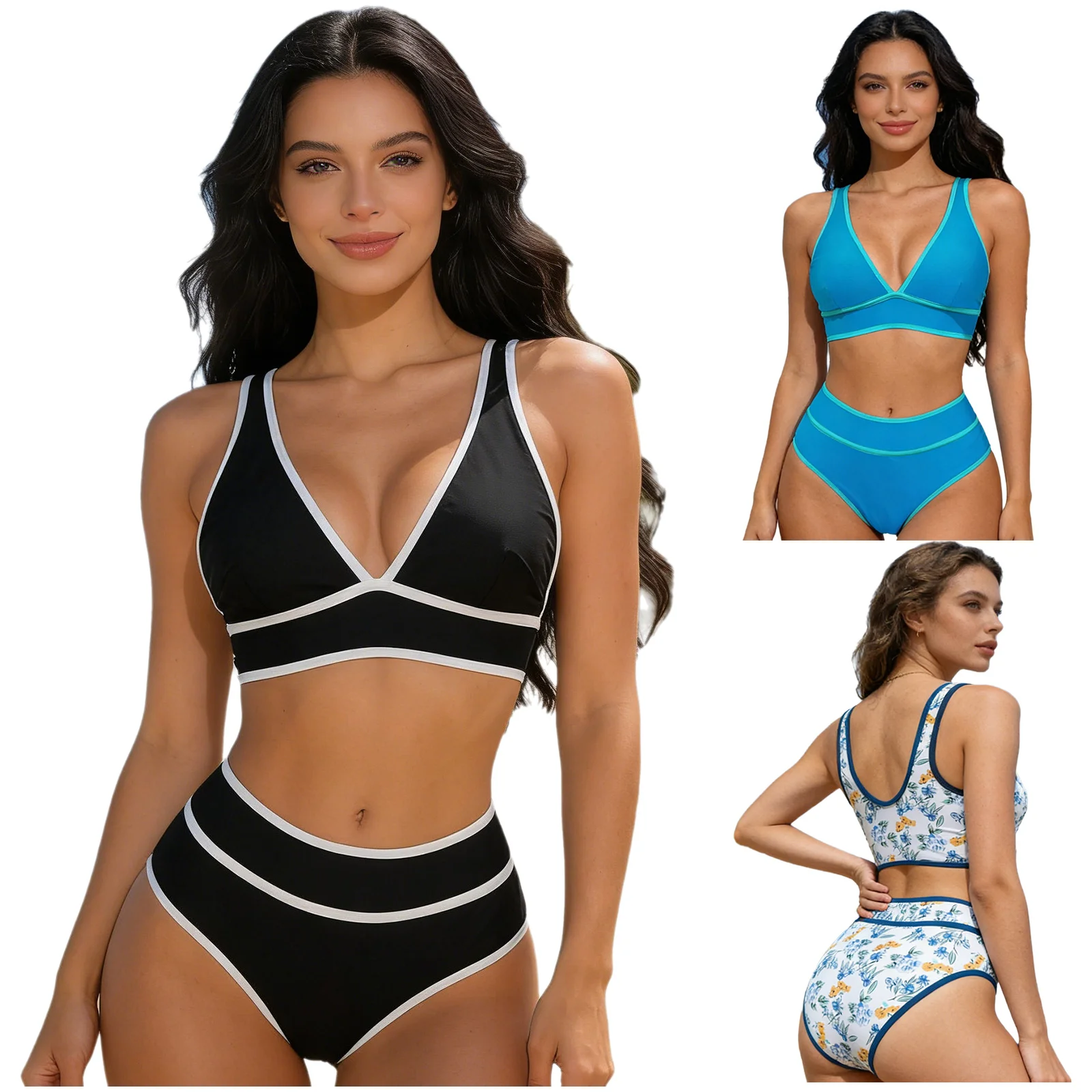 Women Two Piece Swimsuit Bikini Sets Swimwear High Waisted Color Block Bathing Suit for Summer Beach Vocation Swimming Surfing
Women Two Piece Swimsuit Bikini Sets Swimwear High Waisted Color Block Bathing Suit for Summer Beach Vocation Swimming Surfing
