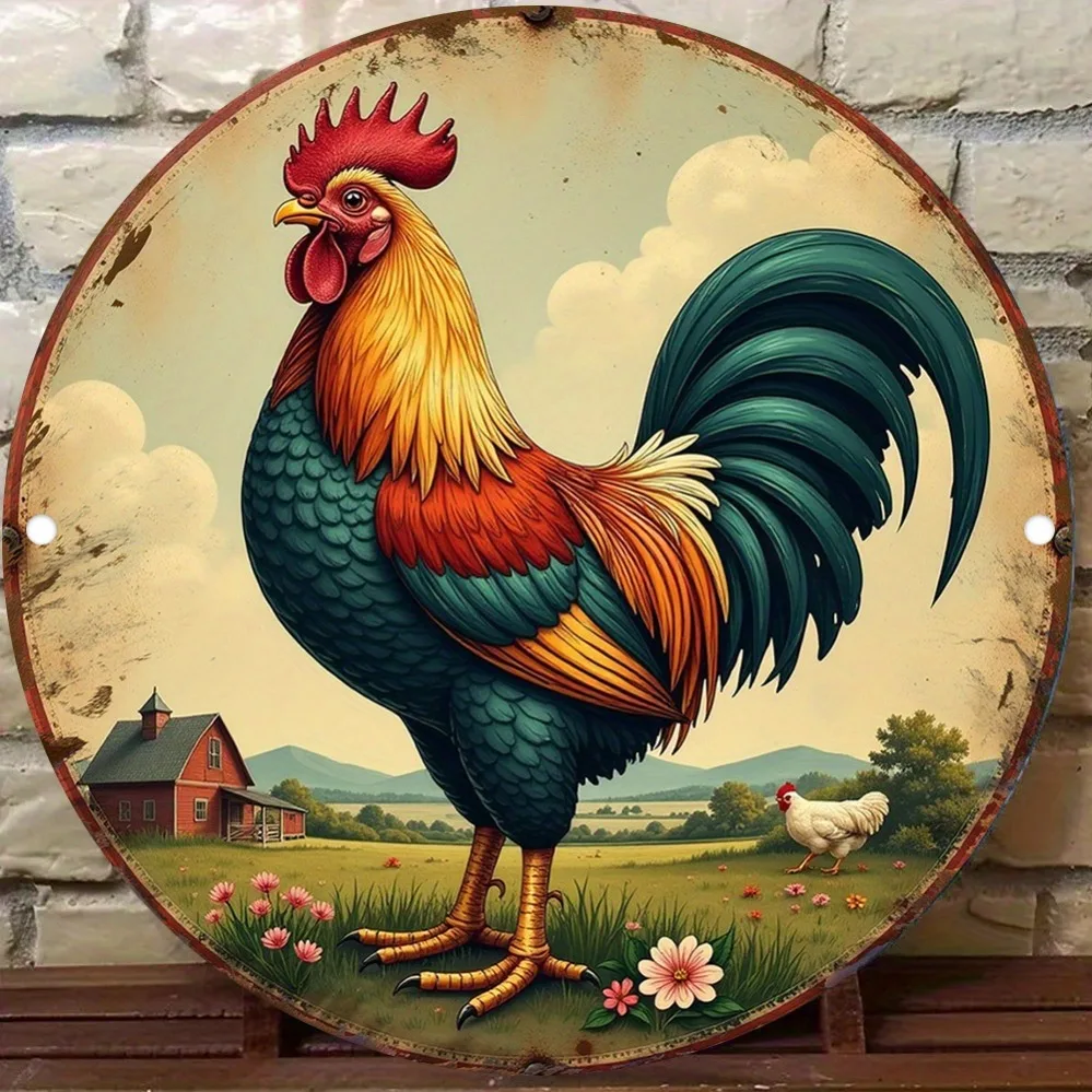 2D Metal Sign, Vintage Farmhouse Rooster Landscape Round Metal Wall Art, Rustic Iron Sign for Indoor Outdoor Home Kitchen Cafe D
2D Metal Sign, Vintage Farmhouse Rooster Landscape Round Metal Wall Art, Rustic Iron Sign for Indoor Outdoor Home Kitchen Cafe D