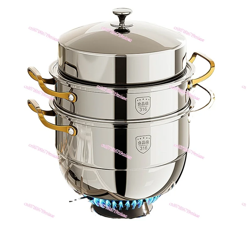 316 Stainless Steel Steamer Full Steel Cover Extra Thick Heightened Double Three Four-Layer Household Soup Pot Integrated
316 Stainless Steel Steamer Full Steel Cover Extra Thick Heightened Double Three Four-Layer Household Soup Pot Integrated