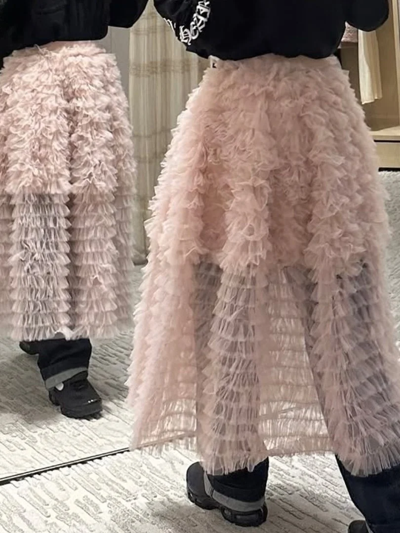 Korean Sle Sweet Foggy Pink Tulle Puffy f Skirt Women's Autumn Winter High Waist Slim Long Skirt Ci Commute Cake Skirt
Korean Sle Sweet Foggy Pink Tulle Puffy f Skirt Women's Autumn Winter High Waist Slim Long Skirt Ci Commute Cake Skirt