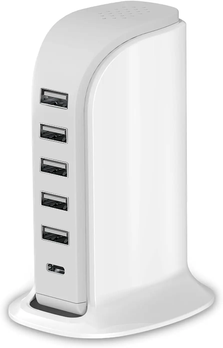 40W USB Charging Station, 5 USB Ports + Type-C, Smart IC for Home Office
40W USB Charging Station, 5 USB Ports + Type-C, Smart IC for Home Office