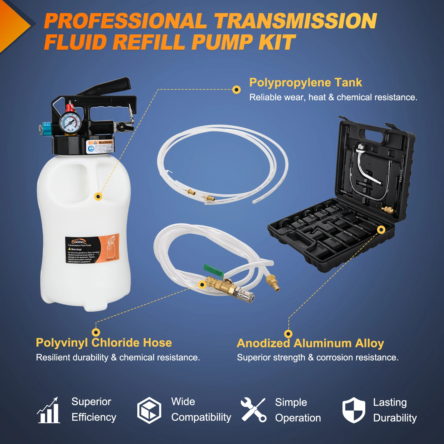 Transmission Fluid Pump Kit 10L Automotive Pneumatic Oil Fluid Extractor ATF Refill Dispenser Transfer Pump with 15 ATF Filler Adapters 2.6 Gal 2 Way Vacuum Fluid Evacuator Oil Change Tool Set
Transmission Fluid Pump Kit 10L Automotive Pneumatic Oil Fluid Extractor ATF Refill Dispenser Transfer Pump with 15 ATF Filler Adapters 2.6 Gal 2 Way Vacuum Fluid Evacuator Oil Change Tool Set