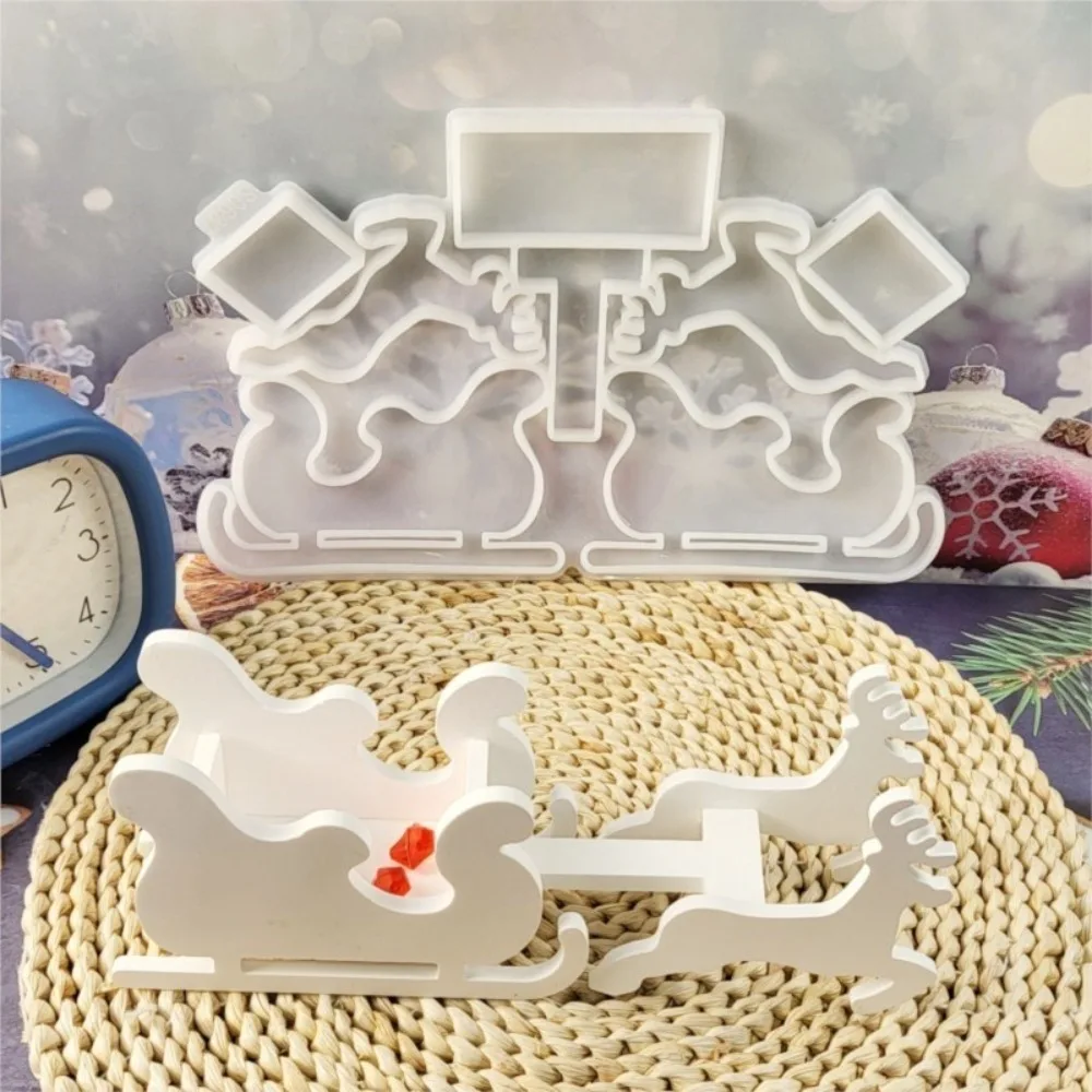 DIY Christmas Elk Sleigh Ornament Silicone Mold Handmade Candy Storage Box Gypsum Model Table Home Decoration Tool Festival Gift
DIY Christmas Elk Sleigh Ornament Silicone Mold Handmade Candy Storage Box Gypsum Model Table Home Decoration Tool Festival Gift