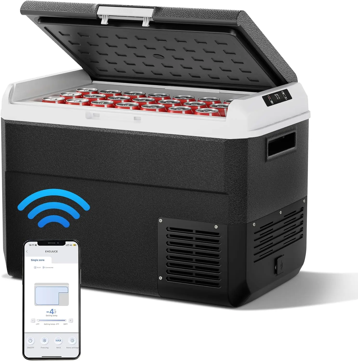 12 Volt Car Refrigerator, 54 Quart Electric Compressor Cooler with 12/24V DC & 110-240V AC, Car Fridge -4~68°F, Car Cooler APP
12 Volt Car Refrigerator, 54 Quart Electric Compressor Cooler with 12/24V DC & 110-240V AC, Car Fridge -4~68°F, Car Cooler APP
