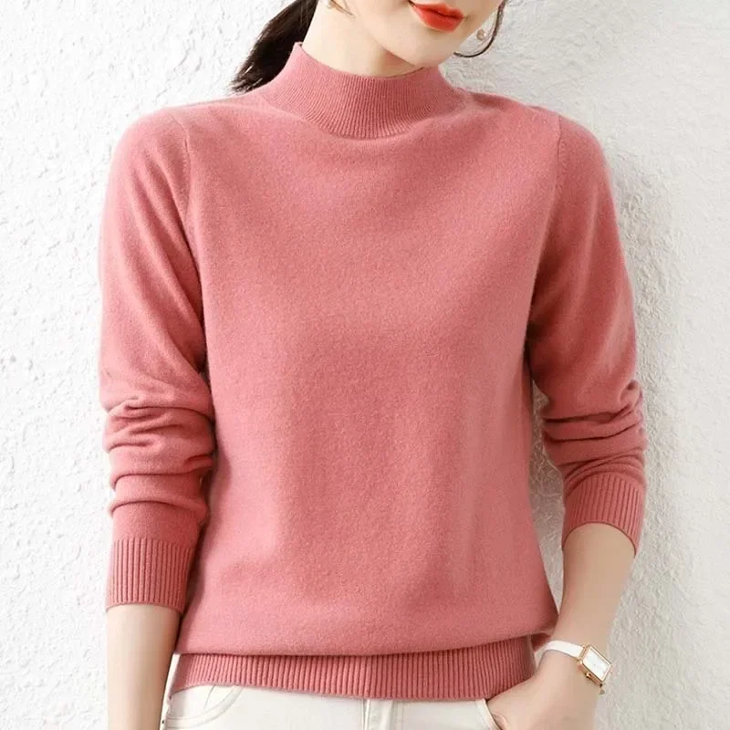 Winter Elegant Half Turtleneck Fashion Pullovers Women Sweater Office Lady Knitted Long Sleeve Tops Autumn Warm Clothes 29070
Winter Elegant Half Turtleneck Fashion Pullovers Women Sweater Office Lady Knitted Long Sleeve Tops Autumn Warm Clothes 29070