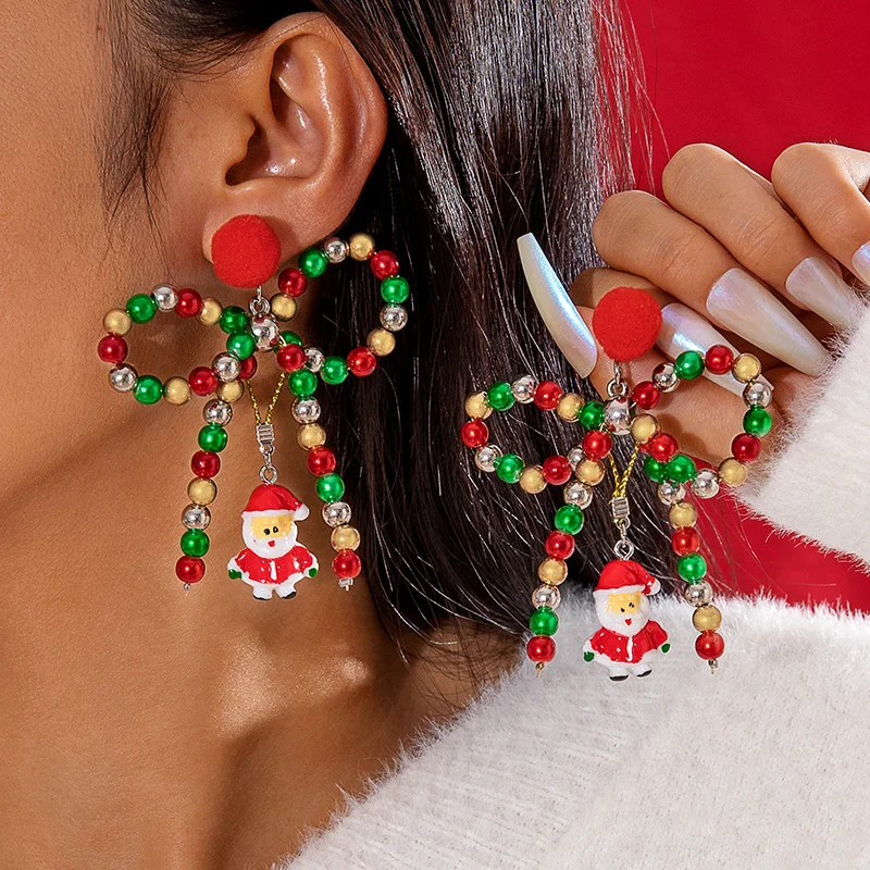 Merry Christmas Colorful Beaded Bowknot Dangle Earrings Fashion Santa Claus Bells Earrings for Women New Year Jewelry Xmas Gifts
Merry Christmas Colorful Beaded Bowknot Dangle Earrings Fashion Santa Claus Bells Earrings for Women New Year Jewelry Xmas Gifts