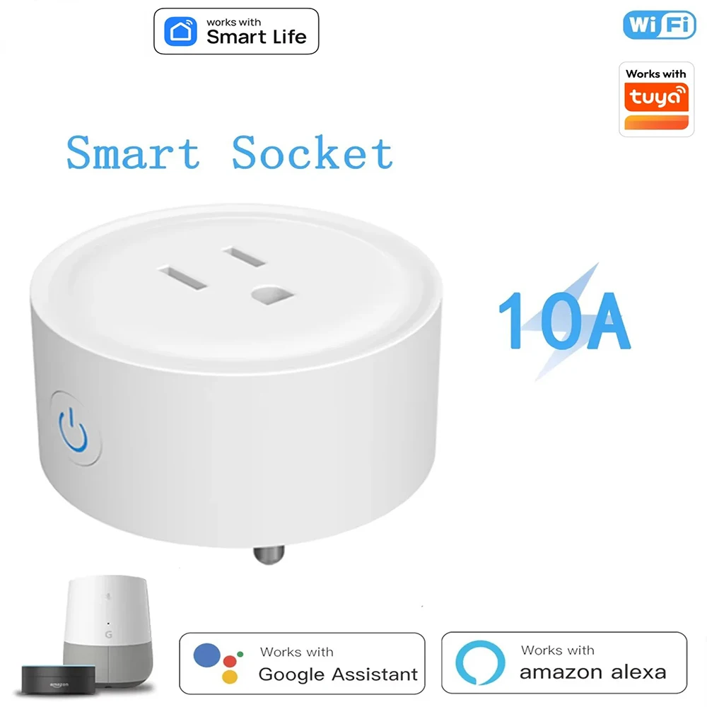 Tuya Smart Socket WiFi US Plug 10A 20A Smart Home Alexa Voice Control Timer Function Power Outlet Remote Control