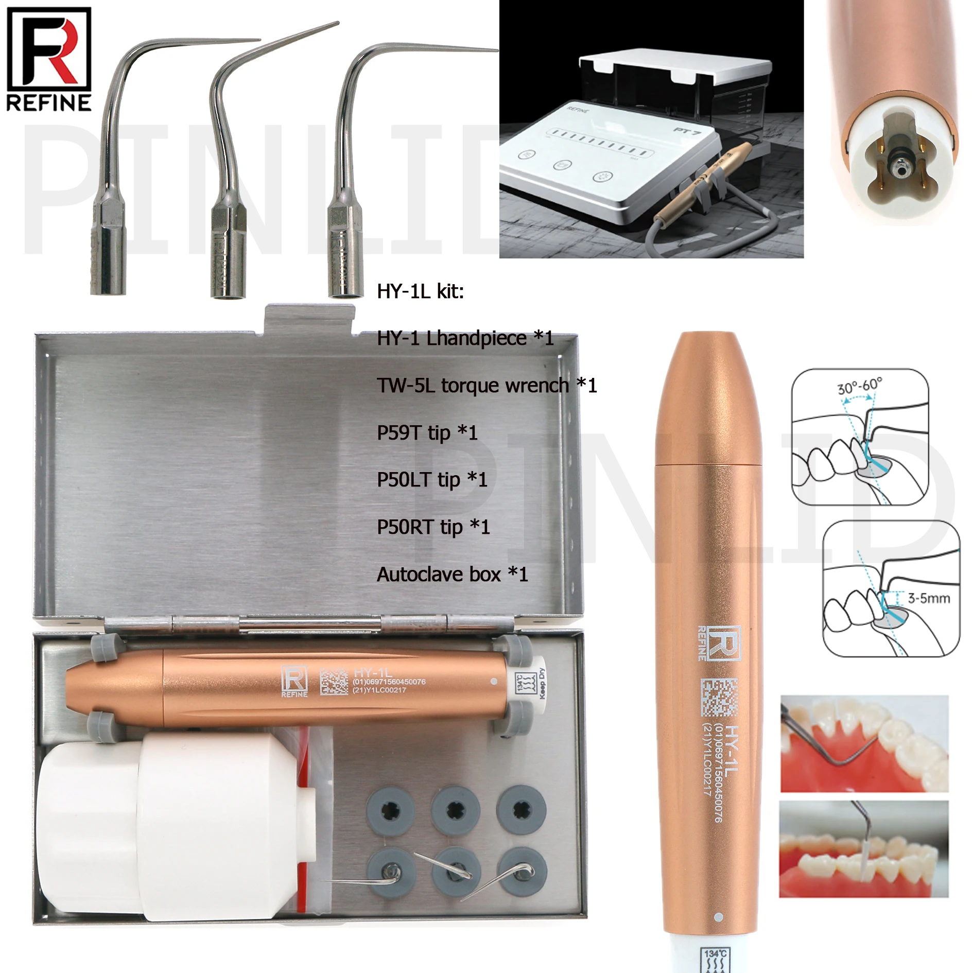 Refine Dental HY-1L Kit LED Ultrasonic Scaler Handpiece Compatible Satelec Acteon B.LED XS
Refine Dental HY-1L Kit LED Ultrasonic Scaler Handpiece Compatible Satelec Acteon B.LED XS