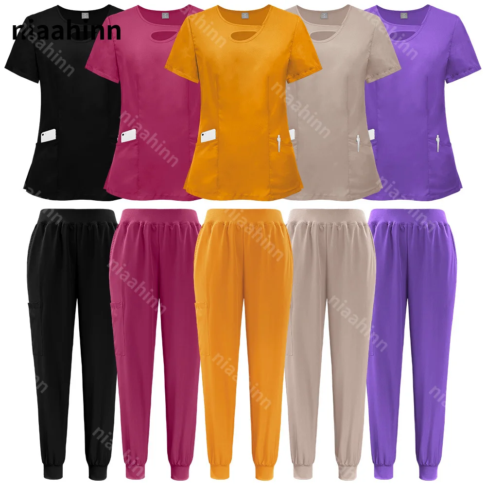 Medical Uniform Women Elastic Scrub Set Hospital Surgical Workwear Short Sleeved Tops Pant Nurse Accessories Doctor Work Clothes
Medical Uniform Women Elastic Scrub Set Hospital Surgical Workwear Short Sleeved Tops Pant Nurse Accessories Doctor Work Clothes