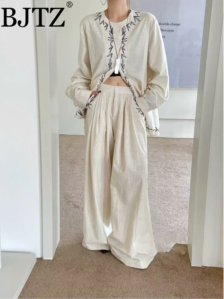 BJTZ Vintage Casual Print O-neck Top Shirt+loose Wide Leg Pant Two Piece Set For Women 2025 Spring Summer New Trendy Female Set
BJTZ Vintage Casual Print O-neck Top Shirt+loose Wide Leg Pant Two Piece Set For Women 2025 Spring Summer New Trendy Female Set