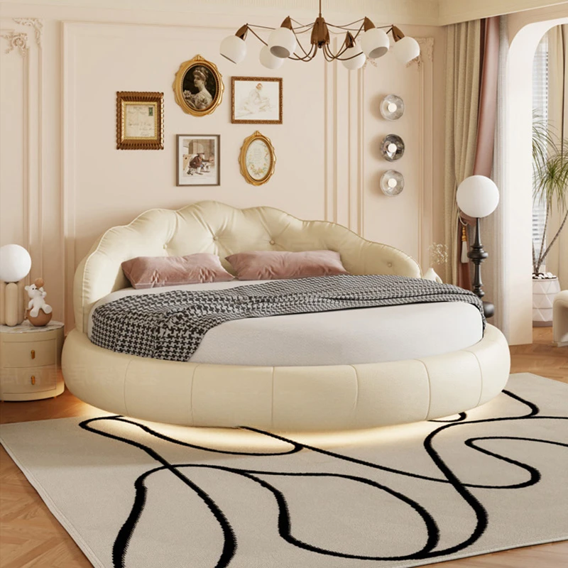 White Simple Double Bed Modern Headrest Loft Floor Bedroom Double Bed Home Round Girls Sleeping Letto Matrimoniale Furniture
White Simple Double Bed Modern Headrest Loft Floor Bedroom Double Bed Home Round Girls Sleeping Letto Matrimoniale Furniture