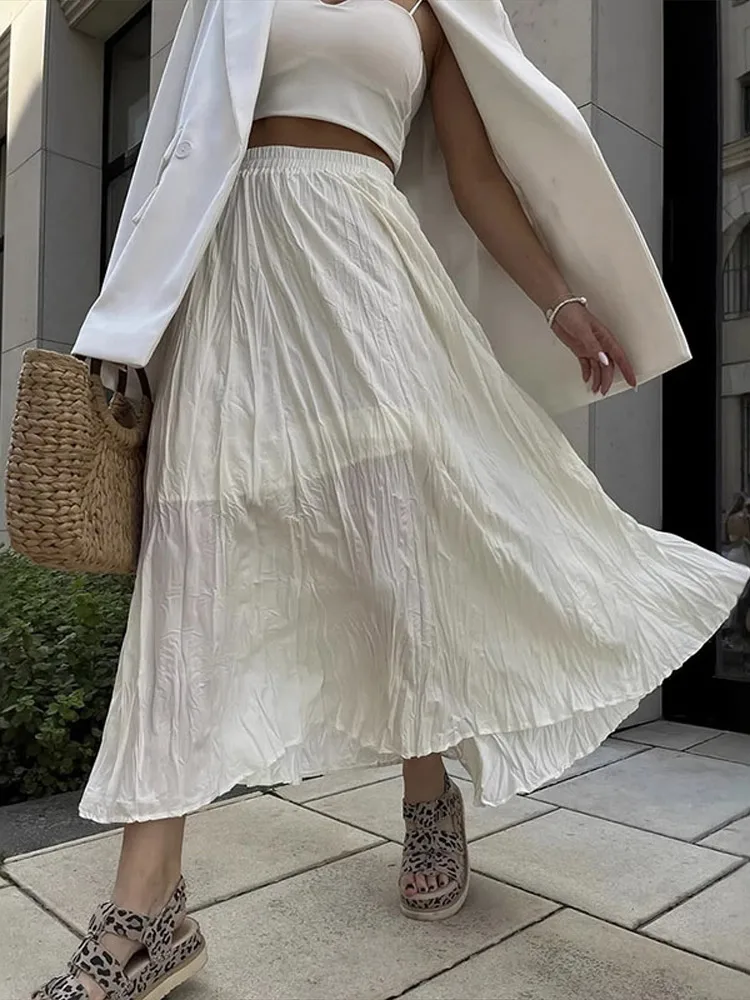 Solid Color Pleated Elastic Waist Skirt Woman A-Line Loose Long Casual Skirts Fashion Versatile Women's New Summer Long Skirts
Solid Color Pleated Elastic Waist Skirt Woman A-Line Loose Long Casual Skirts Fashion Versatile Women's New Summer Long Skirts