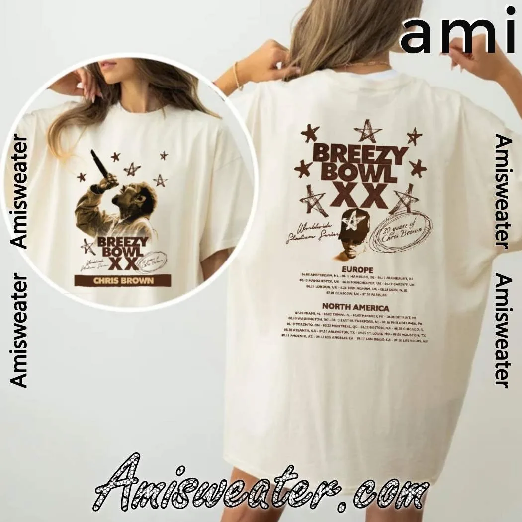 20 Years of Chris Brown Breezy Bowl XX Worldwide Stadium Series T-shirt --- High-end Luxury Is for Both Men and Women Top Y2k
20 Years of Chris Brown Breezy Bowl XX Worldwide Stadium Series T-shirt --- High-end Luxury Is for Both Men and Women Top Y2k