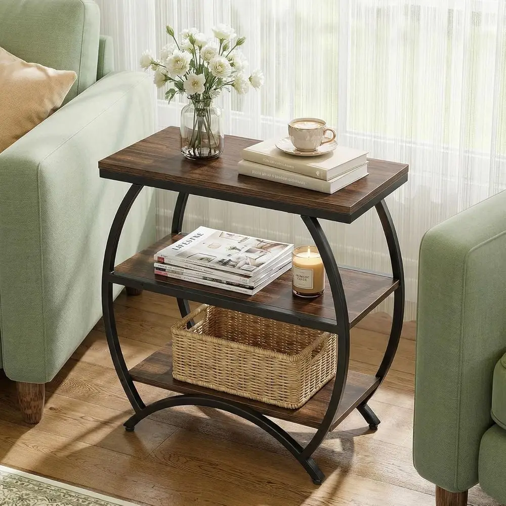 Narrow 3-Tier Storage End Table, Rustic Brown, Ideal for Living Room or Bedroom Side
Narrow 3-Tier Storage End Table, Rustic Brown, Ideal for Living Room or Bedroom Side