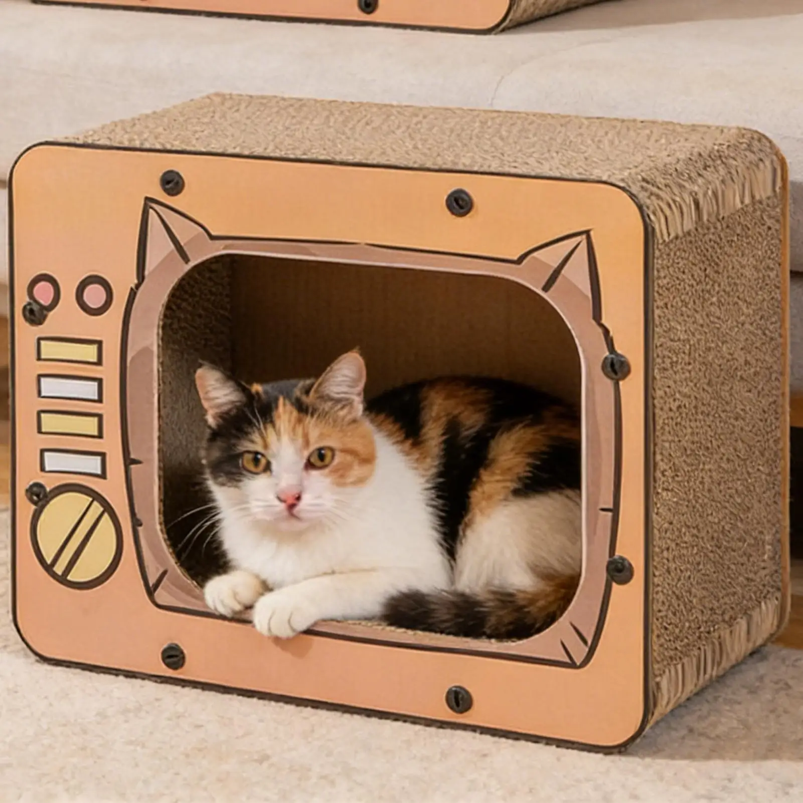 Когтеточка для кошек в форме телевизора, нескользящая интерактивная картонная когтеточка для кошек, кровать для домашних животных, защита для мебели, обогащение
Когтеточка для кошек в форме телевизора, нескользящая интерактивная картонная когтеточка для кошек, кровать для домашних животных, защита для мебели, обогащение