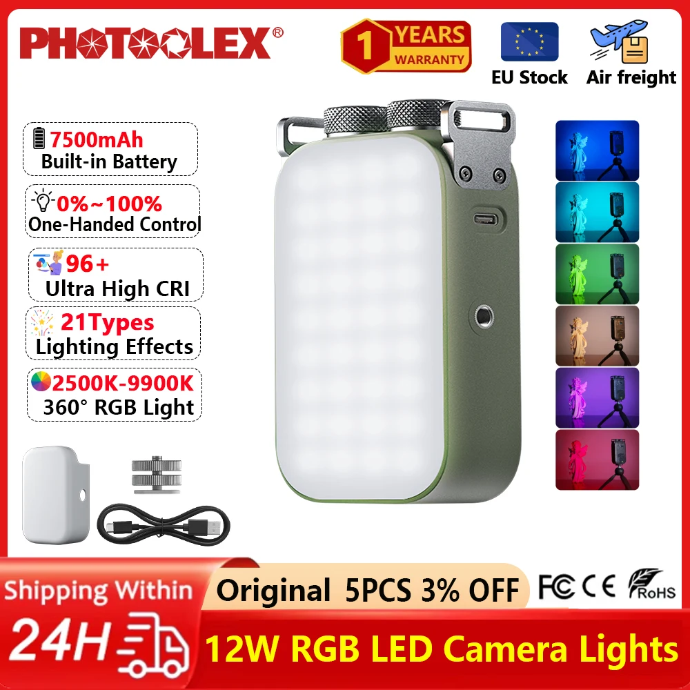 PHOTOOLEX Full Color RGB Video Lights Mini Camera Light 7500mAh Rechargable LED Panel Lamp Photo Video Lighting for Youtube Tik
PHOTOOLEX Full Color RGB Video Lights Mini Camera Light 7500mAh Rechargable LED Panel Lamp Photo Video Lighting for Youtube Tik