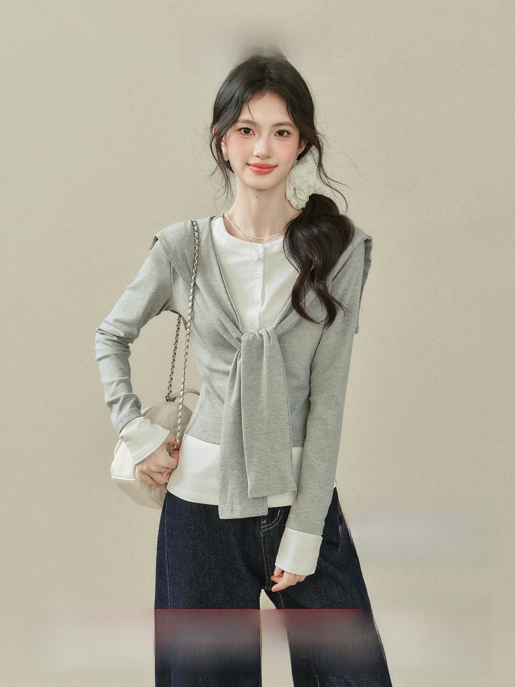 ay oulder Wrap Long Sve T-irt Women's Autumn Top Waist-Cinching Design Fake Two-Piece Sle Commute Faion Youthful...
ay oulder Wrap Long Sve T-irt Women's Autumn Top Waist-Cinching Design Fake Two-Piece Sle Commute Faion Youthful...