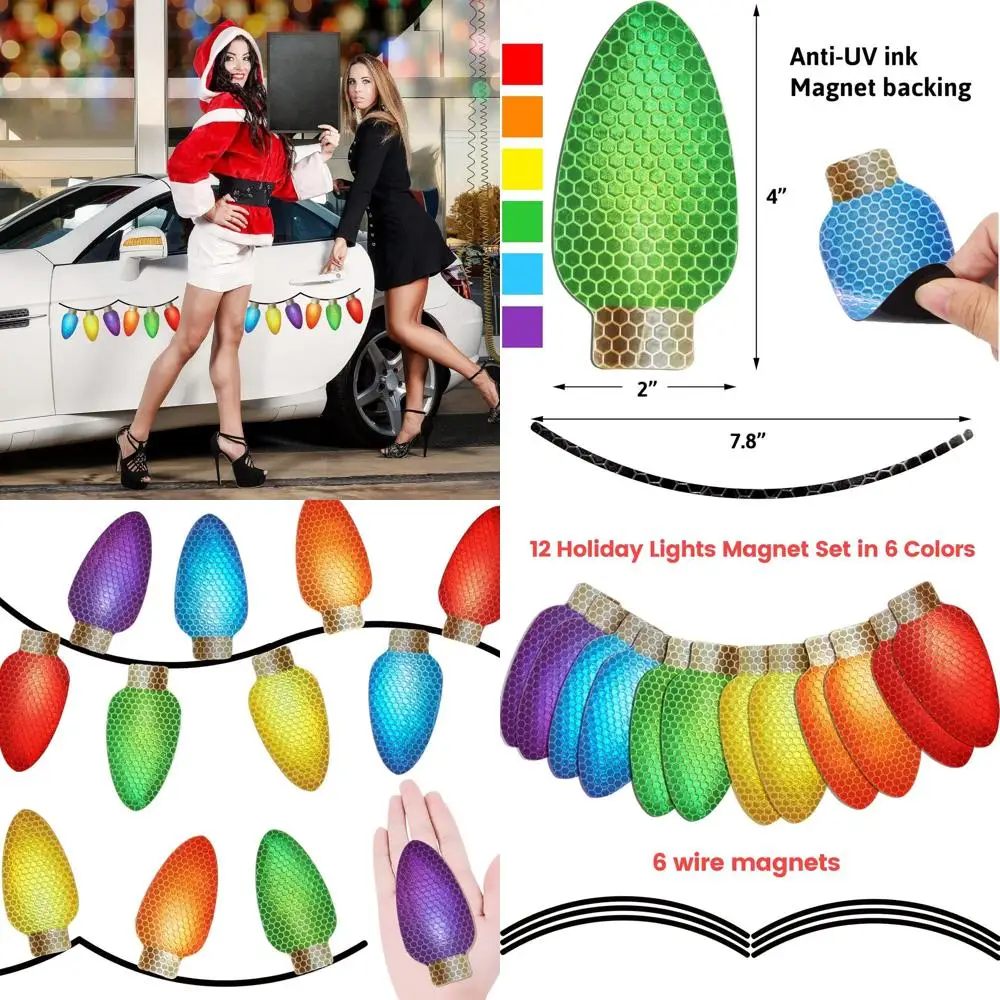 Reflective Christmas Car Decoration Magnetic Christmas Lights for Car Garage Refrigerator 4” 12 Packs
Reflective Christmas Car Decoration Magnetic Christmas Lights for Car Garage Refrigerator 4” 12 Packs