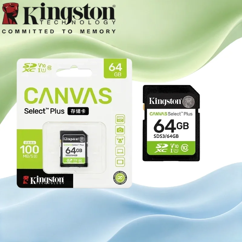 Kingston Canvas Select Plus SDS2 SD Card 32GB 64GB 128GB 256GB C10 Flash Memory Card Up To 100MB/s Read Speed For Camera
Kingston Canvas Select Plus SDS2 SD Card 32GB 64GB 128GB 256GB C10 Flash Memory Card Up To 100MB/s Read Speed For Camera