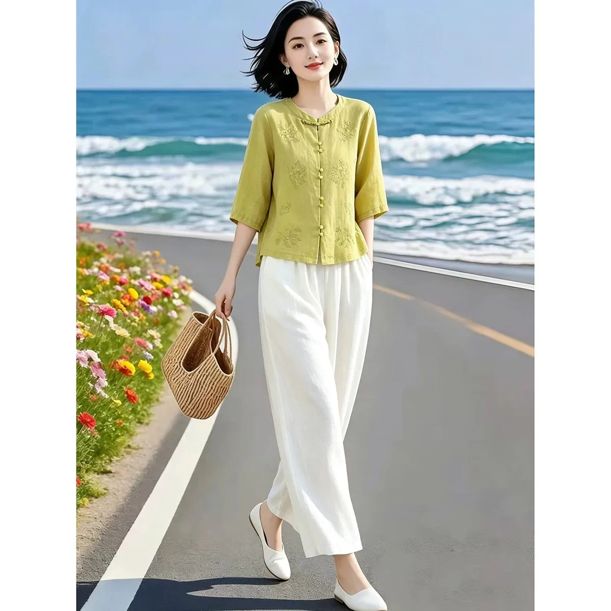 plus Size Cotton Linen Set Embroidered Casual Shirt Top And Pants Two Piece Set Summer New Arrival Women's Commute Style
plus Size Cotton Linen Set Embroidered Casual Shirt Top And Pants Two Piece Set Summer New Arrival Women's Commute Style