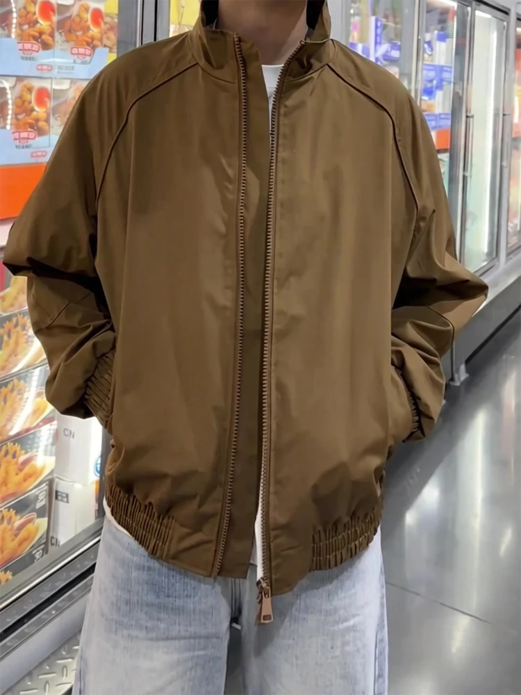Brown American Style Stand Collar Jacket Men's Spring Splicing High Sensation Cool Short Baseball Suit Casual Outerwear
Brown American Style Stand Collar Jacket Men's Spring Splicing High Sensation Cool Short Baseball Suit Casual Outerwear