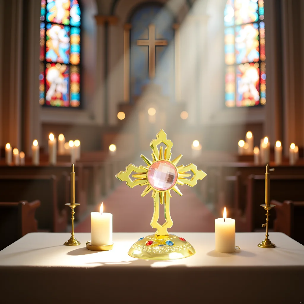 Gold-Plated Catholic Cross Crystal Inlay Religious Decor for Home Altar Car Dashboard Tabletop
Gold-Plated Catholic Cross Crystal Inlay Religious Decor for Home Altar Car Dashboard Tabletop